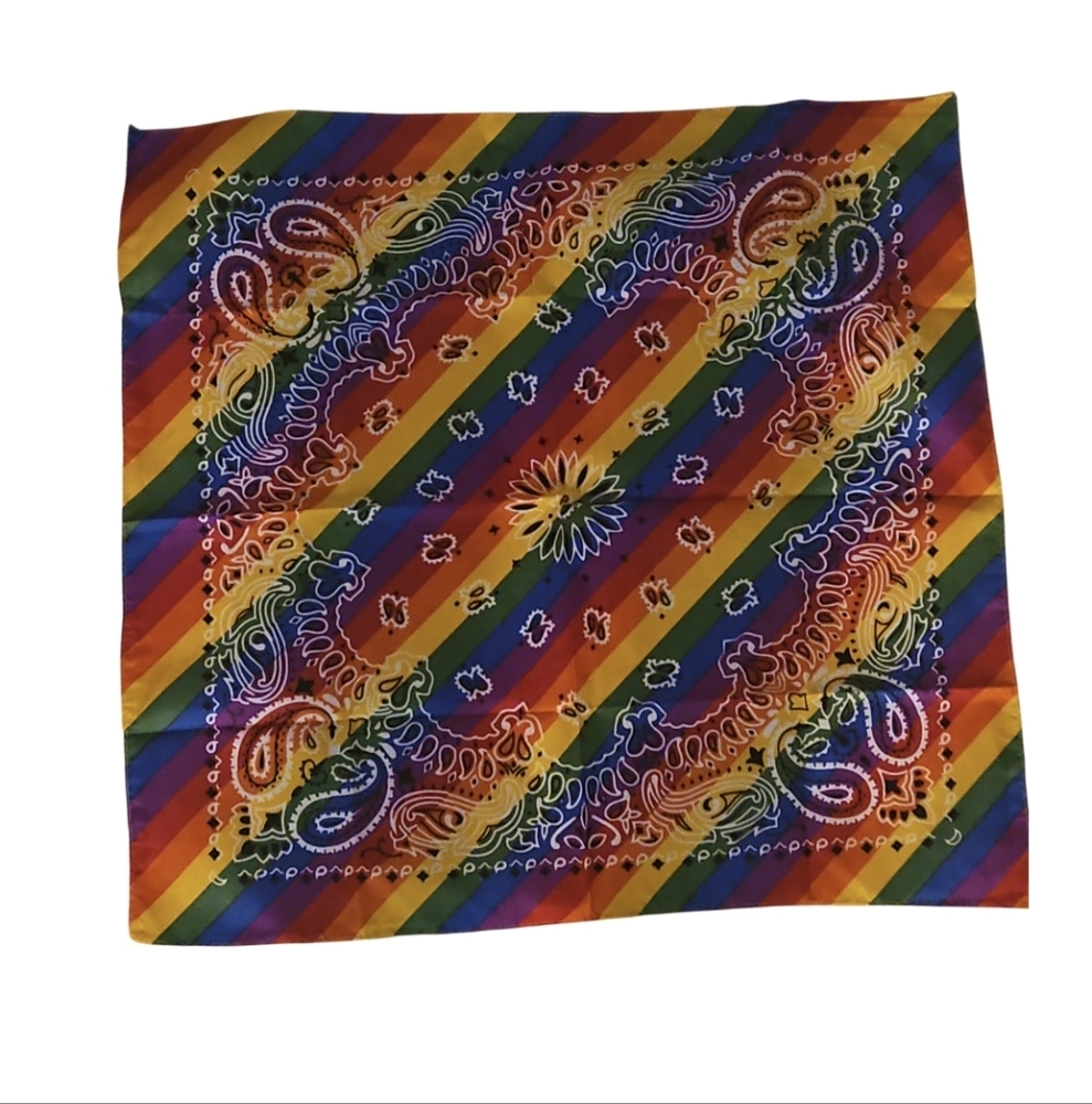 Bandana Hair Accessories Rainbow multicolored LGBTQIA+ Pride Square shaped - Picture 9 of 17